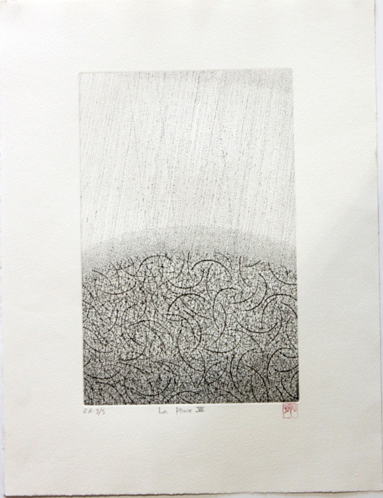 OKAMOTO Hiroko La pluie VII gravure (3/5) 50x38 cm